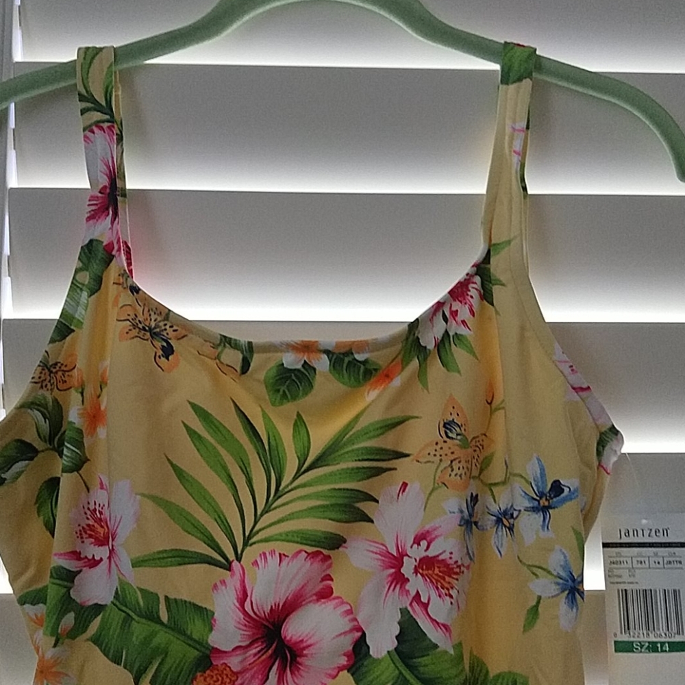 Jantzen Yellow Tropical One Piece Swimsuit - Picture 2 of 6
